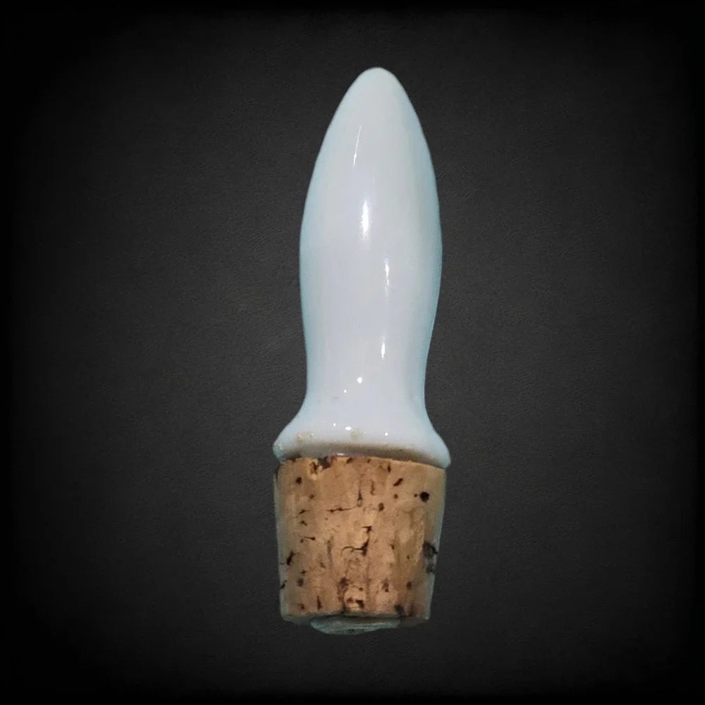 1950s Vintage Porcelain Decanter Floral Gold Trim Cork Stopper Mid-Century Cruet